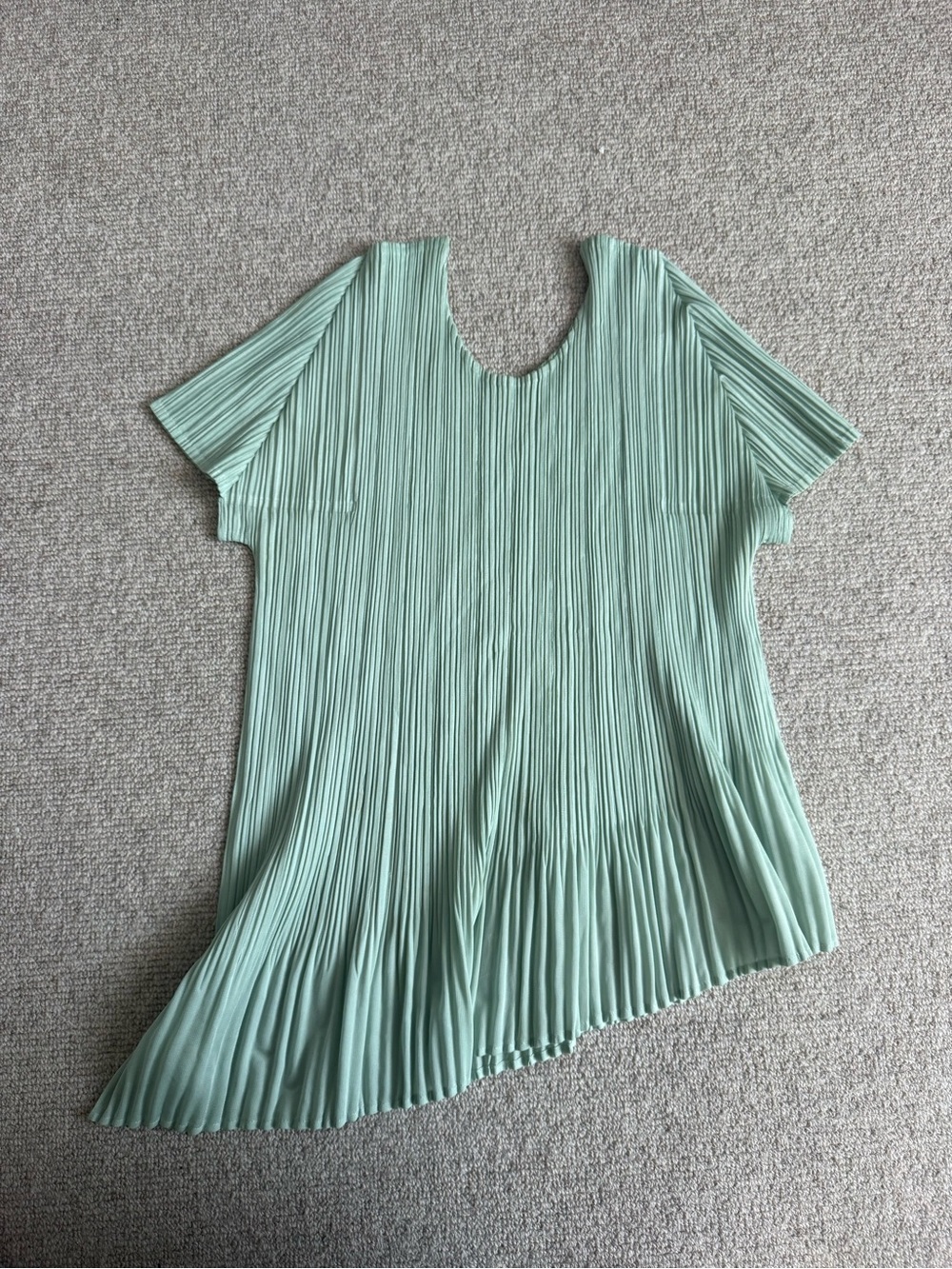 Pleats Please Issey Miyake Mint Green Pleated Short-Sleeve Top